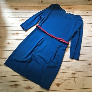 GARNET HILL Mod Retro Blue Box Pleat Dress Size 18